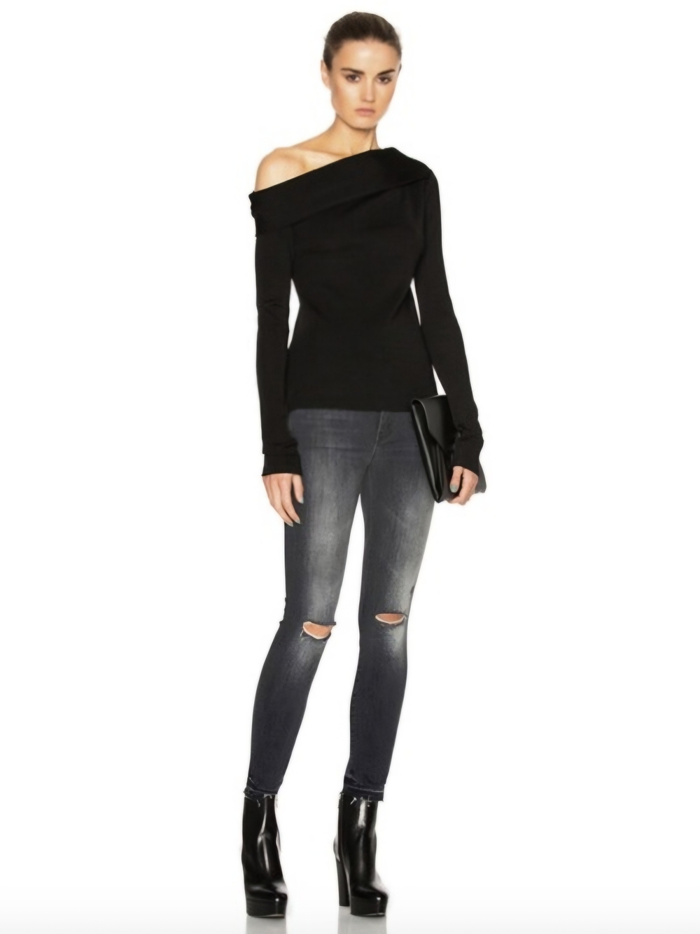 rag & bone New York Carmen One Shoulder Top Black - XS